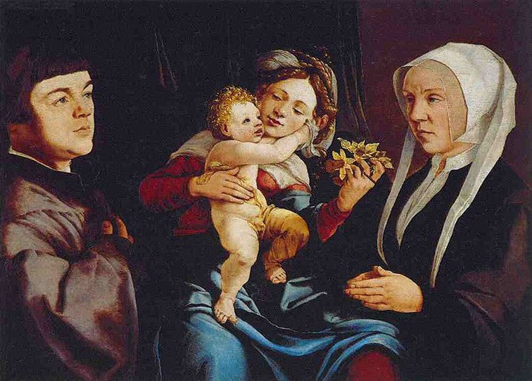 Jan van Scorel Madonna of the Daffodils with the Child and Donors